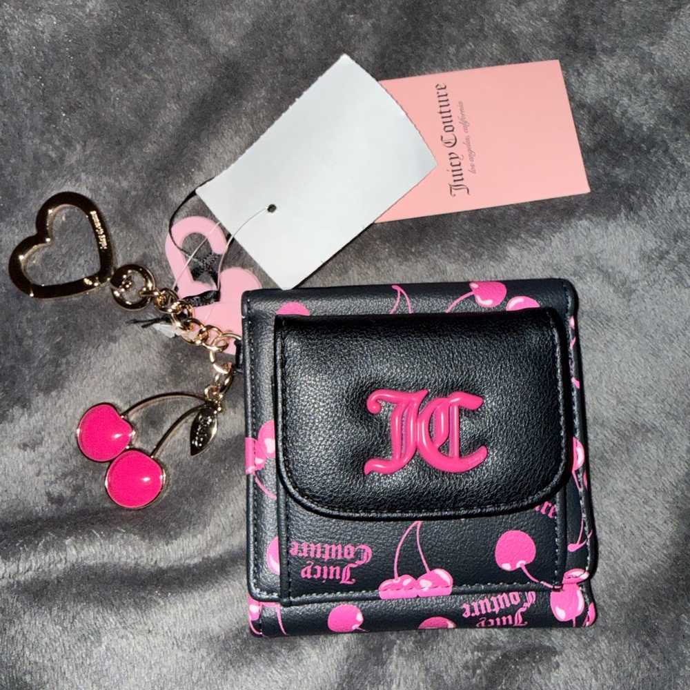 Juicy Couture black and pink sweet cherry wallet NWT